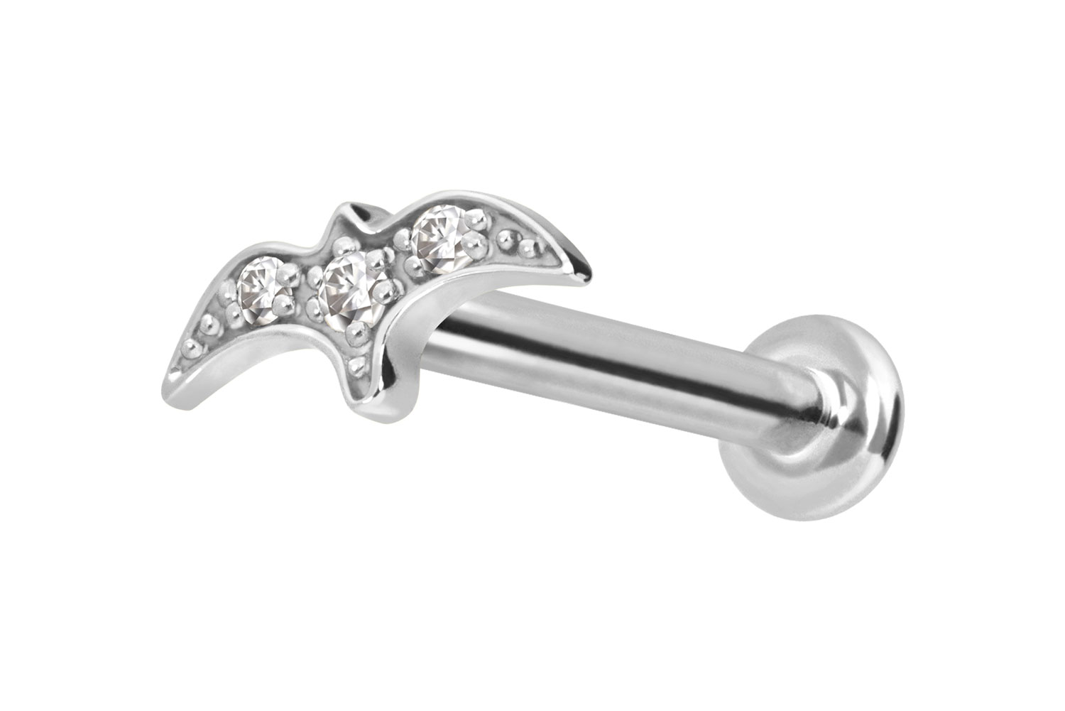 14 Karat Gold Labret Piercing mit Innengewinde MOISSANIT-SCHWALBE